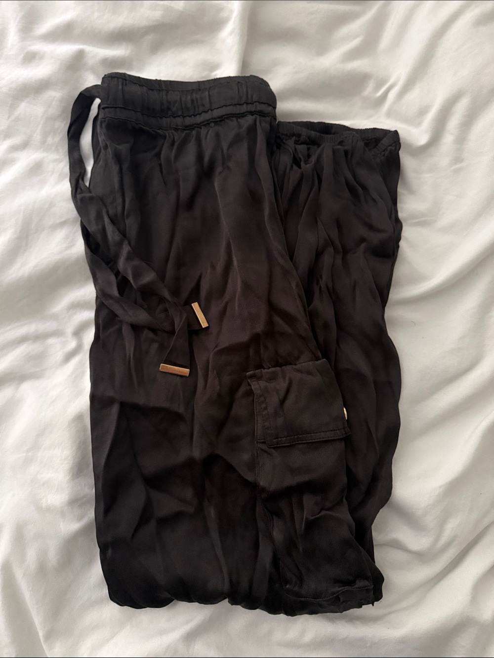 Women’s Black Drawstring silky pants